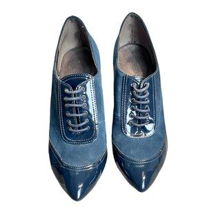 JOAN & DAVID Circa Blue Suede Heel Ankle Boots 9.5
